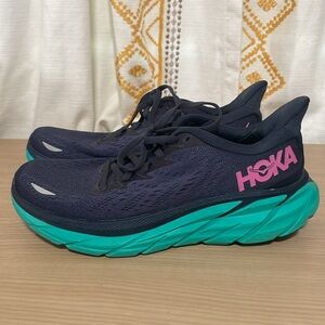 HOKA Clifton 8 Teal & Navy Blue - Gently Used